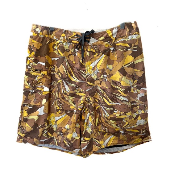 Patagonia Other - PATAGONIA Men's Board Shorts Wild Floral Orange Brown Swim Trunks 2006 Size 35